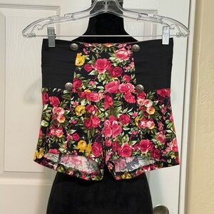 Fashion Magazine Black Floral High Waist Shorts